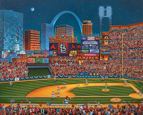 St Louis Cardinals Painting, St Louis Cardinals Wallpaper, Arch Pics, Cardinals Wallpaper, Stadium Wallpaper, Stadium Art, Mlb Stadiums, St Louis Art, St Louis Cardinals Baseball