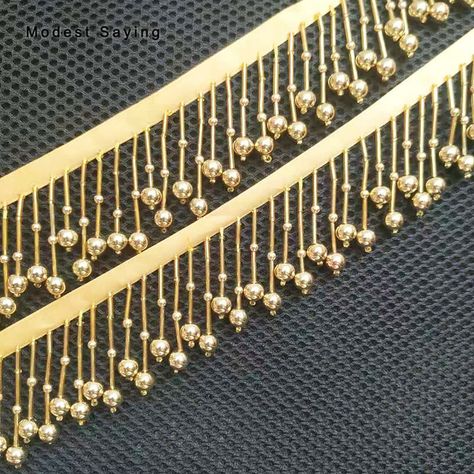 Couture, Ribbon Sewing, Beaded Fringe Trim, Bead Tassels, Lace Fancy, Saree Tassels Designs, Pola Manik, Latin Dresses, Saree Tassels