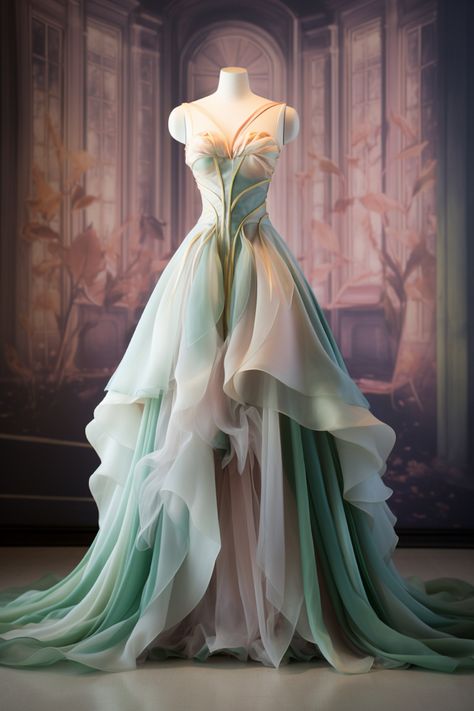 Lotus flower inspired gown Elf Fairy Dress, Fantasy Fairytale Dress, Garden Of Time Theme Dress, Flower Themed Dress, Water Fantasy Dress, The Garden Of Time Dress, Enchanted Garden Theme Dress, Whimsical Prom Dress Fairytale, Fantasy Dress Simple