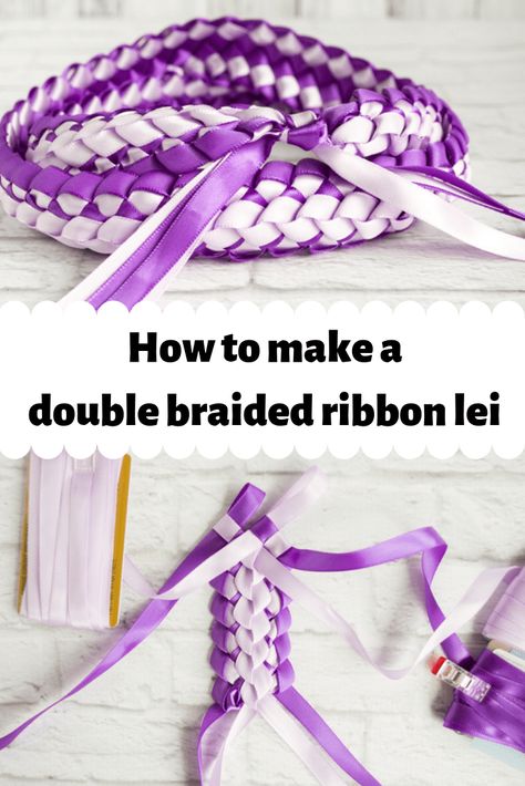 Braided Ribbon Lei, Graduation Leis Diy Ribbons, Braid Ribbon, Graduation Leis Diy, Simpul Pita, Graduation Money Lei, Four Strand Braids, Braided Ribbon, Funny Vine