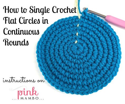 How to Single Crochet Flat Circles in Continuous Rounds How To Single Crochet, Crochet Circle Pattern, Circle Rugs, Crochet Flats, Crochet 101, Crochet Geek, Crochet Circles, Crochet Instructions, Crochet Round
