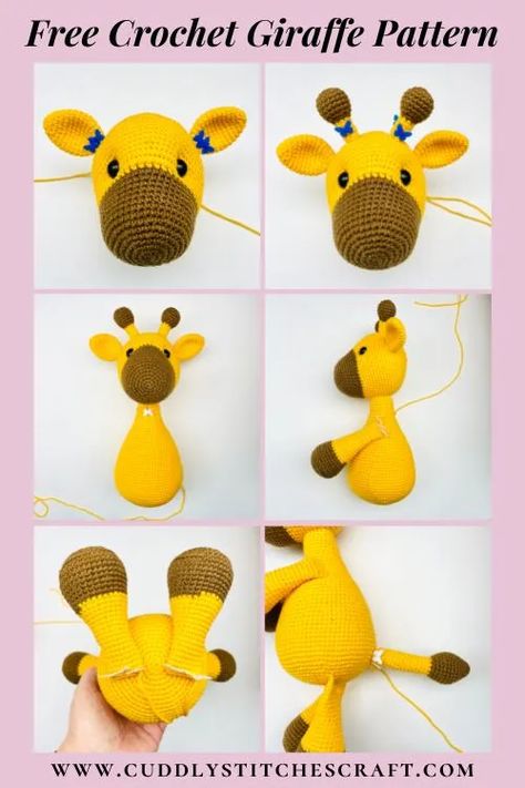 Amigurumi Patterns, Amigurumi Giraffe Free Pattern, Giraffe Haken, Diy Plushies, Teddy Beer, Giraffe Amigurumi, Crochet Giraffe Pattern, Amigurumi Giraffe, Crochet Giraffe