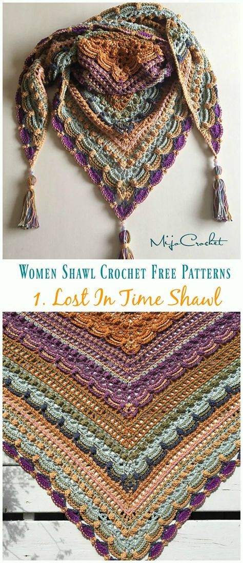 Lost In Time Shawl Crochet Free Pattern - Trendy Women #Shawl; Free #Crochet; Patterns Lost In Time Crochet Shawl, Crochet Net Shawl Free Pattern, Shawl Patterns Crochet Free, Free Crochet Shawl Pattern, Size 5 Yarn Crochet Patterns, Boho Crochet Shawl Pattern Free, Cute Crochet Free Patterns, Lost In Time Shawl Pattern, Portuguese Crochet