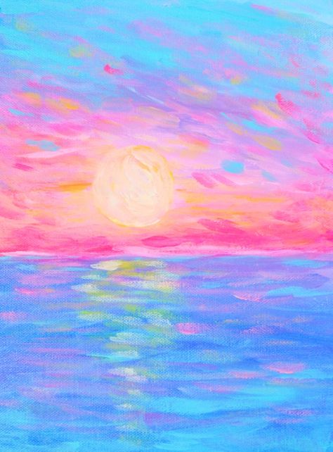 Original Acrylic painting by Hello Monday Design. 4th of July. Bright colorful neon sunset. Neon Acrylic Painting, Painting Acrylic Ideas, Backgrounds Painting, Painting Acrylic Easy, Neon Sunset, Monday Design, Sunset Acrylic, Acrylic Ideas, Acrylic Painting Inspiration