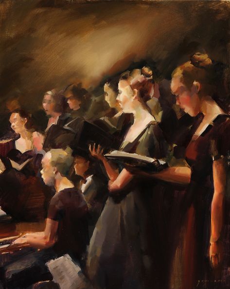 Choir Girls by Georgesse Gomez on Artfully Walls Choir Classroom, Choir Director, Woman Singing, Portfolio Art, Dress Rehearsal, Rennaissance Art, Artfully Walls, Concert Aesthetic, Performing Arts Center