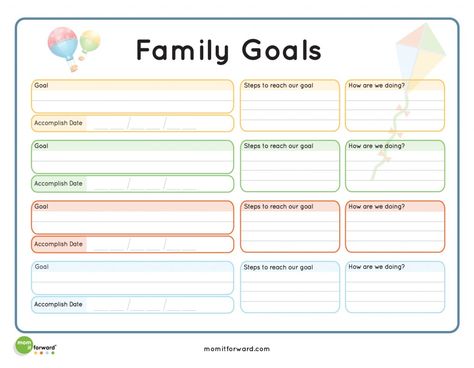 family goals - going to use this for projects/goals I want to keep in mind for our family or homeschool Organisation, Family Goal Setting, Family Council, Family Therapy Activities, March Newsletter, Goal Planning Worksheet, Family Meetings, Family Mission Statements, Family Mission