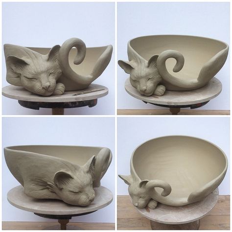 Tanah Liat, Sculptures Céramiques, Keramik Design, Pottery Classes, Pottery Sculpture, Clay Art Projects, Ceramic Animals, Ceramics Projects, Yarn Bowl