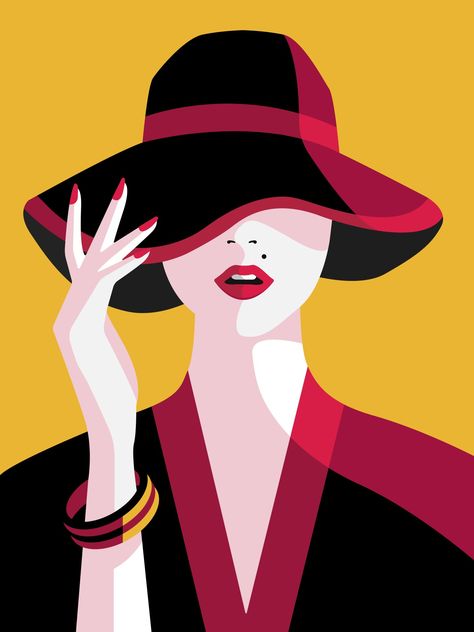 Hat Woman Artwork | Vector Illustration | Adobe Illustrator | Artwork | Procreate | Digital Artwork | Vector art | Flat Illustration | Portrait Illustration Vector Art Portrait Adobe Illustrator, Adobe Illustrator Artwork, Hat Illustration, Woman Artwork, Illustrator Artwork, Vector Portrait Illustration, Hat Vector, Illustration Portrait, Summer Illustration