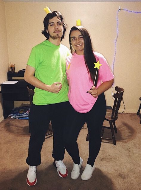 Halloween Costumes Cosmo And Wanda, Cosmo Costume, Disfraz Cosmo Y Wanda, Wanda Halloween, Fairly Odd Parents Costume, Wanda Costume, Cute Couple Halloween, Cosmo Und Wanda, Cosmo Y Wanda