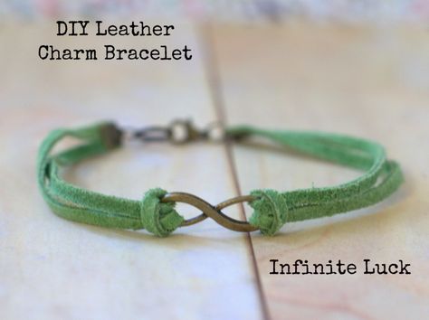 Have you seen all the leather charm bracelets everywhere? They're all the rage. Now, you can make your own, quickly and easily with this DIY tutorial. Easy Leather Bracelet Diy How To Make, Diy Suede Bracelet, How To Make Leather Bracelets, Diy Leather And Bead Bracelet, Make Leather Bracelets, How To Make Leather, Handmade Charm Bracelets, Bracelets Leather, Leather Charm Bracelets