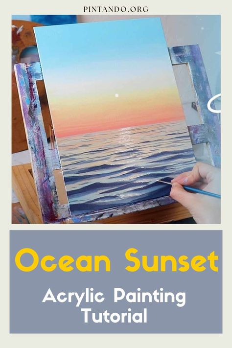 Explore the art of acrylic painting with our step-by-step tutorial led by Emily Mackey Art. Learn the intricate blending techniques to create a serene ocean sunset scene using just four colors. Perfect for all skill levels, this tutorial offers a calming escape, ideal for those seeking a therapeutic activity while spending time indoors. Join us on a creative journey to relax, destress, and immerse yourself in the beauty of painting. Watch the tutorial now and discover Sunset Acrylic Painting, Blending Techniques, Sunset Acrylic, Sunset Painting Acrylic, Acrylic Painting Tutorial, The Joy Of Painting, Therapeutic Activities, Canvas Painting Tutorials, Seascape Art