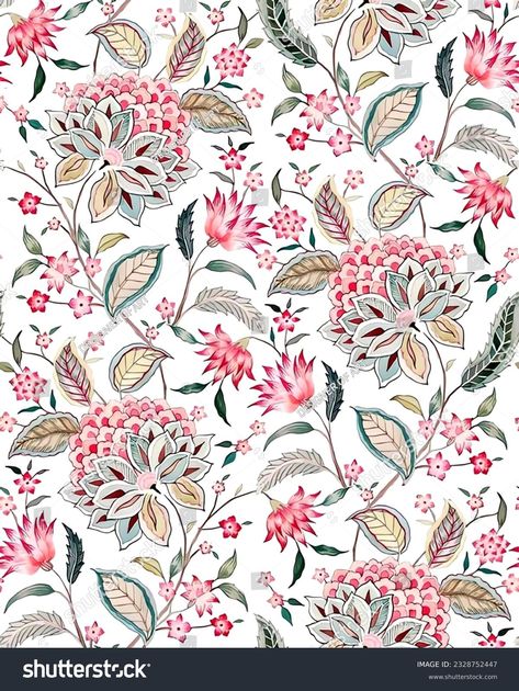 Corak Bunga, Floral Textile, Ajrakh Prints, Botanical Flower Art, Flower Drawing Design, Print Design Art, Textile Prints Design, Watercolor Floral Print, Textile Pattern Design