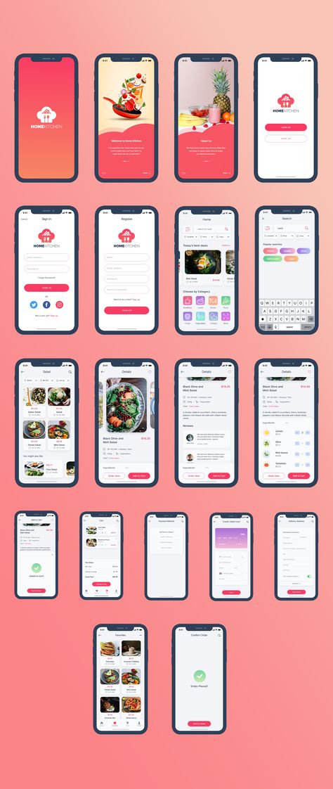Food App UI KIT — UI Kits on UI8 Food App Wireframe, Food Ux Design, Educational Book Layout Design, Mobile Apps Designs, Food Ui Design, App Layout Design, Mobile App Layout, Food App Ui, Best App Design
