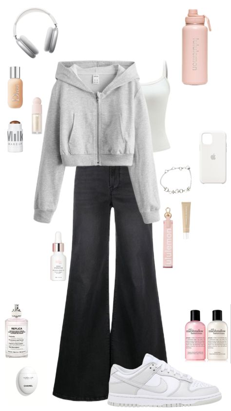 Outfit Ideas Layout School, Collage Outfits Casual, Collage Outfit Ideas, Vibes Art Wallpaper, Minimalist Aesthetic Outfit, Outfits Collage, Collage Outfit, Flare Outfit, 2018 Outfits