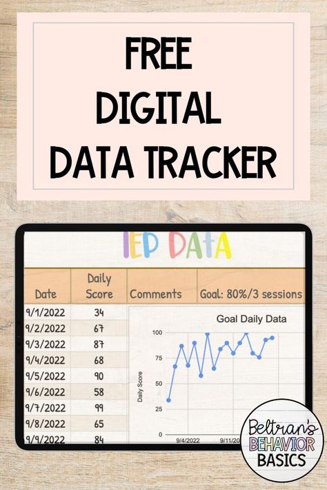 I'm excited to introduce you to a free digital data tracker that can change the way you monitor the progress of Individualized Education Program (IEP) goals and objectives. We all know the importance of data collection in the field of special education, and with the help of Google Sheets™, you can now do it efficiently and cost-effectively. In this blog post, I'll guide you through the process of utilizing this free digital data tracker. High School Teacher Classroom, Progress Monitoring Special Education, Data Collection Special Education, Aba Therapy Activities, Iep Organization, Special Education Organization, Teacher Data, Resource Room Teacher, Intervention Classroom
