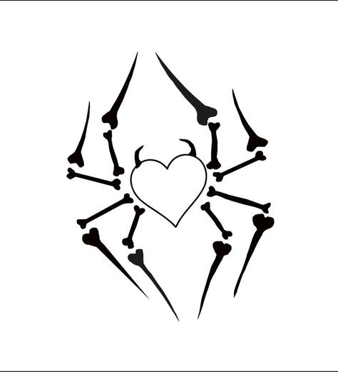 Heart Spider, Bone Drawing, Spider Drawing, Bone Tattoos, Spider Tattoo, Heart Drawing, Tattoo Design Drawings, Heart Tattoo, Art Drawings Simple