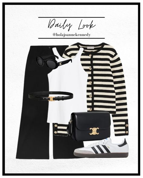 Are they still considered bad habits if I like them? Asking for a friend 🤣 . . . 🏷️ ways to wear a striped cardigan, hm cardigan, old money style, black and white striped, monochrome outfit, black and white outfits, cardigan gold buttons, classic style, simple styling, white ribbed vest top, white tank top, adidas samba, sambas outfit, celine sunglasses #liketkit #LTKworkwear #LTKstyletip #LTKeurope @shop.ltk https://liketk.it/4DL0o Accessories For Black And White Outfit, White And Black Cardigan Outfit, Black And White Stripe Cardigan Outfit, Old Money Style Black, Black And White Cardigan Outfit, Monochrome Outfit Black And White, Monochrome Outfit Black, Cardigan Hm, Hm Cardigan