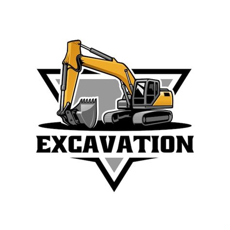 Excavator heavy duty construction illust... | Premium Vector #Freepik #vector #backhoe #dozer #excavator #dump-truck Excavator Vector, Excavator Logo, Construction Illustration, Illustration Logo, Construction Party, Dump Truck, Heavy Equipment, Logo Graphic, Vector Logo