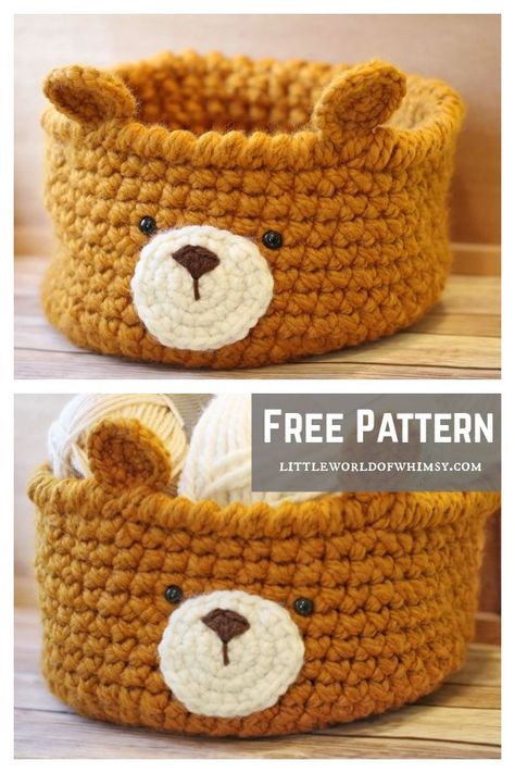 Bear Basket Animal Basket Free Crochet Pattern Amigurumi Patterns, Bear Basket Crochet Pattern, Crochet Animal Basket Pattern, Animal Basket Crochet, Crochet Bear Basket Pattern Free, Crochet Owl Basket Free Pattern, Amigurumi Basket Free Pattern, Crochet Animal Baskets Free Patterns, Crochet Animal Basket