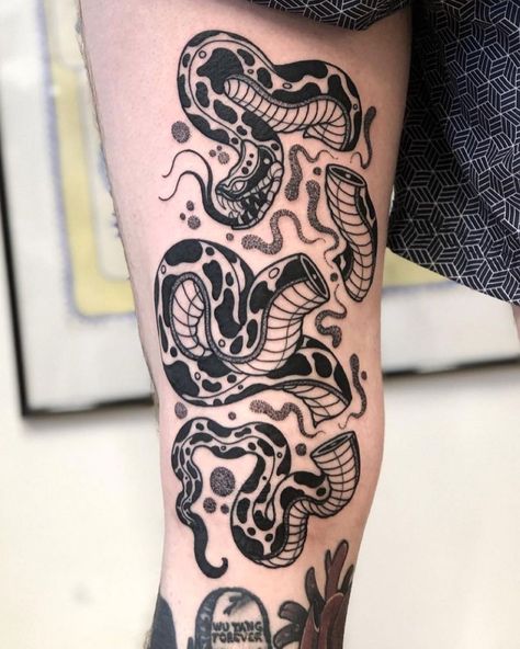 Patchwork, Black Work Snake Tattoo, Snake Scales Tattoo, Black Work Traditional Tattoo, Big Snake Tattoo, Blackwork Snake Tattoo, Black Work Tattoos, Big Tattoos, Japanese Snake Tattoo