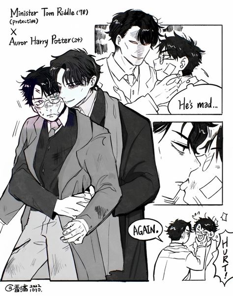 Croquis, Harry Potter And Tom Riddle Fan Art, Tom Riddle X Harry Potter Fanart, Auror Harry Potter, Tomarry Fanart, Tomarry Harrymort, Dark Harry, Harry Potter Toms, Snape Harry