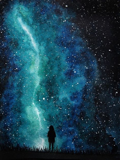 Drawing Galaxy, Art Galaxie, Stars Watercolor, Galaxy Drawings, Art Spatial, Sky Watercolor, Stars Art, Sky Stars, Galaxy Stars