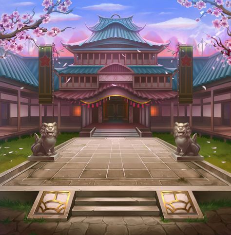 Two backgrounds for the Path of Gangster slot game created by Inkration Studio. Samurai Background, Slot Game Background, Slot Background, Background Slot, Japan Background, Environment Study, 2d Background, Samurai Games, 2d Game Background