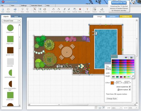 Plan Your Garden With These Free Online Planning Tools: Online Garden Planner at SmallBluePrinter.com Free Landscape Design Software, Free Landscape Design, Free Garden Planner, Garden Tools Design, Garden Design Software, Flower Garden Layouts, Landscape Design Software, Landscape Planner, Online Planner