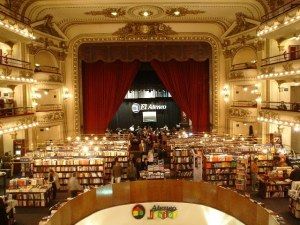 The El Ateneo Grand Splendid in Buenos Aires, Argentina.  A theatre converted into a bookstore. :) Architecture, Ateneo Grand Splendid, El Ateneo, Stage Curtains, Reading Area, Dream Career, Book Sale, Bookstore, Building