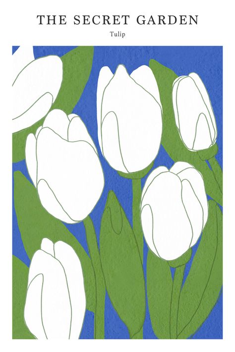 Minimalist Flower Wall Art, White Tulip Art, Minimalist Flower Illustration, May Day Decorations, Flower Poster Design, Tulips Poster, Minimalist Pictures, Tulip Illustration, Printable Posters Wall Art