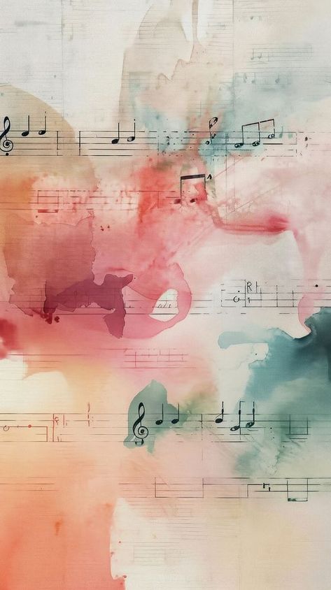 Painted Music Notes, Music Phone Backgrounds, Watercolor Music Art, Musical Notes Aesthetic, Scrapbook Wallpaper Backgrounds, Music Phone Wallpaper, Music Note Wallpaper, Music Watercolor, Jazz Aesthetic