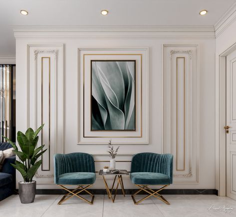 Neoclassical Reception Hall on Behance Neoclassic Interior, Neoclassical Interior Design, Art Deco Style Interior, Modern Classic Interior, Aesthetic Interior Design, Drawing Room Interior, Classical Interiors, Neoclassical Interior, تصميم للمنزل العصري