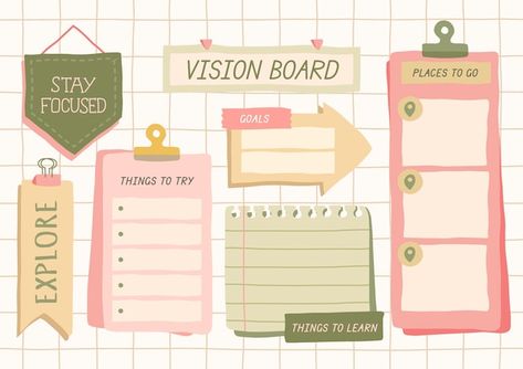 Drawn Vision Board, Vision Board Illustration, Vision Board Party Themes, Board Illustration, Agenda Stickers, Vision Board Planner, Vision Board Template, Vision Board Examples, Board Party