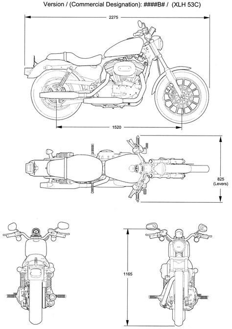 Harley-Davidson XLH 53C Blueprint - Download free blueprint for 3D modeling Jacket Technical Drawing, Blueprint For 3d Modeling, Triumph Motorbikes, Motos Harley, Мотоциклы Cafe Racers, Motorcycle Drawing, Bike Drawing, Bike Sketch, Motorcycle Illustration