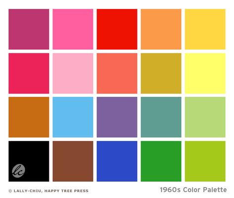 Little Sunny Studio: Color Palette: 1960s 1960 Color Palette, Retro Color Palette 1960s, 1960s Color Palette, Retro Color Palette 1970s, Studio Color Palette, Strong Color Palette, Modern Makeup, Fiesta Colors, Retro Color Palette