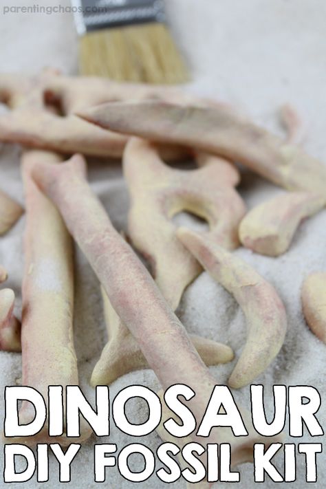 Diy Dinosaur Bones Fossil, Kids Fossil Dig, Diy Dinosaur Excavation Kit, Dinosaur Crafts For Middle School, Dinosaur Excavation Kit Diy, Classy Dinosaur Decor, Diy Dinosaur Fossils, Diy Fossils For Kids, Fossil Dig For Kids