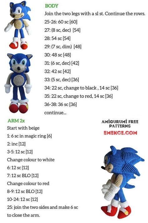 - Süper Sonic Amigurumi Free Crochet Pattern Emekce.com Sonic Crochet Pattern, Sonic Crochet, Pattern Free Sewing, Pikachu Crochet, Superhero Dolls, Crochet Dragon Pattern, Amigurumi Free Crochet Pattern, Crochet Toys Free Patterns, Crochet Doll Tutorial