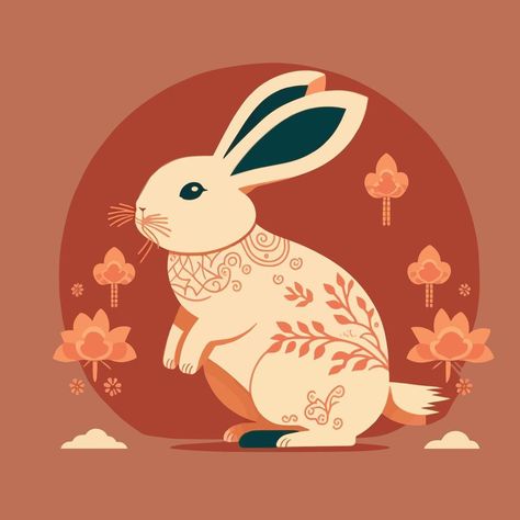 Rabbit New Year Illustration, Chinese New Year 2023 Design, Lunar Year 2023, Zodiac Background, Chinese New Year 2023 Rabbit, Chinese New Year Rabbit, Happy Chinese New Year 2023, Logo Rabbit, Rabbit Zodiac