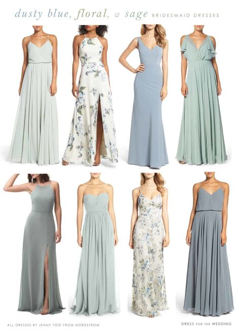 Light Blue, Floral, and Sage Green Mix and Match Bridesmaid Dresses | Dress for the Wedding Floral Bridesmaid Dresses Mismatched, Mixed Bridesmaid Dresses, Mix And Match Bridesmaid Dresses, Mix Match Bridesmaids Dresses, Printed Bridesmaid Dresses, Mix Match Bridesmaids, Spring Bridesmaid Dresses, Mismatched Bridesmaid, Sage Bridesmaid Dresses