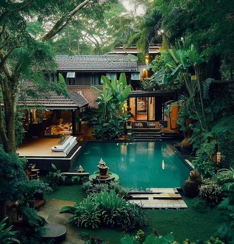 Fantasy House, Rainforest House, Tropical House Design, Zen House, Jungle House, Tropical House, Forest House, Luxury Homes Dream Houses, Dream House Interior