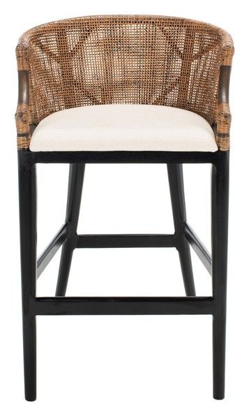 SEA4014D Bar Stools - Furniture by Safavieh Bar Stool Furniture, Cane Dining Chairs, Rattan Bar, Rattan Bar Stools, Brown Cushion, Safavieh Furniture, Designer Bar Stools, Mid Century Modern Dresser, Caned Headboard