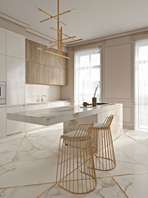 Modern Köksdesign, Living Room Stands, Interior Dapur, White Minimal, Elegant Kitchens, Interior Modern, Kitchen Marble, Decor Minimalist, Luxury Kitchen
