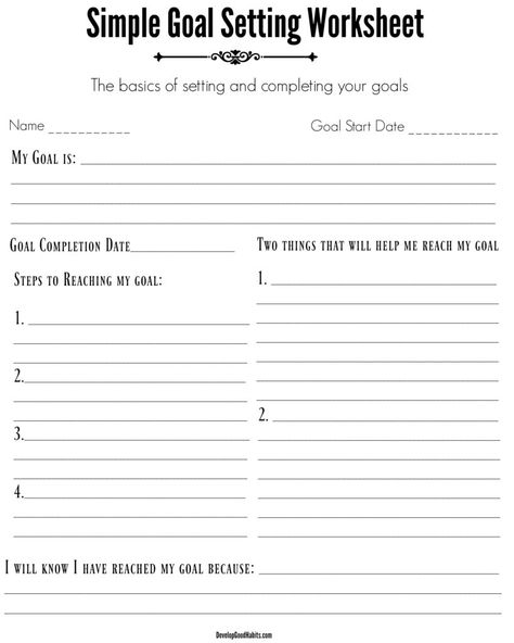 Simple Goal Setting Worksheeet Organisation, Employee Goals, Goal Planning Worksheet, Art Assessment, Goal Setting For Students, Goals Sheet, Goal Setting Template, Smart Goal Setting, Goals Template