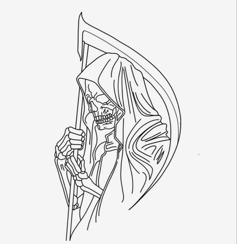 Grim Reaper Line Drawing, Patchwork, Grim Reaper Outline Tattoo, Grim Reaper Tattoo Small, Grim Reaper Leg Tattoo, Grim Reaper Flash Tattoo, Grim Reaper Tattoo Outline, Grim Reaper Outline, Small Grim Reaper Tattoo