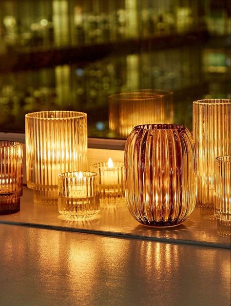 #candleholders #moderndesign #organicmodern Wedding Votives, Small Led Lights, Amber Candle, Glass Votive Holders, Glass Tea Light Holders, Ribbed Glass, Votive Holder, Glass Votive, Votive Candle Holders