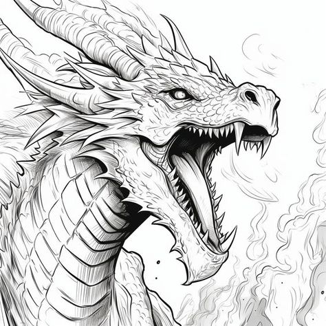 Fafnir Dragon Tattoo, Dragon Drawing Reference Head, Dragon Face Drawing Front View, Dragon Reference Head, Dragon Drawing Head, Fafnir Tattoo, Dragon Head Drawing Reference, Black Dragon Drawing, Dragon Drawing Sketches Realistic