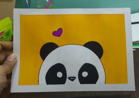 Cute Panda Painting for beginners| Simple poster colour painting ideas| Simple Painting ideas for beginners Colour Full Drawings Easy, Easy Drawings With Poster Colours, Painting With Poster Colours Easy, Poster Colour Drawing Easy, Poster Color Painting For Beginners Easy, Panda Painting Ideas, Easy Poster Colour Paintings For Beginners, Easy Panda Painting, Simple Poster Colour Painting