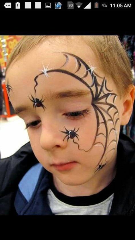 The Spider. Are you looking for a last-minute simple Halloween makeup for kids - boys and girls? We've got plenty of easy, cute, and adorably scary Halloween face painting ideas for you! Read on to know more! Scarecrow Face Paint, Simple Halloween Makeup, Kids Halloween Face, Spider Face Painting, Face Painting Halloween Kids, Easy Halloween Face Painting, Makeup For Kids, Spider Makeup, Halloween Makeup For Kids