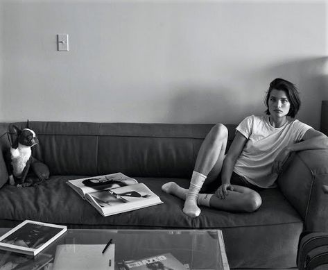 Julia Van Os At Home With Max Papendieck Vogue Greece May 2020 — Anne of Carversville Catherine Mcneil, Apartment Sofa, Life Partner, Instagram Ideas Photography, Modern Cabin, Life Partners, Vogue Italia, By Max, Photography Projects