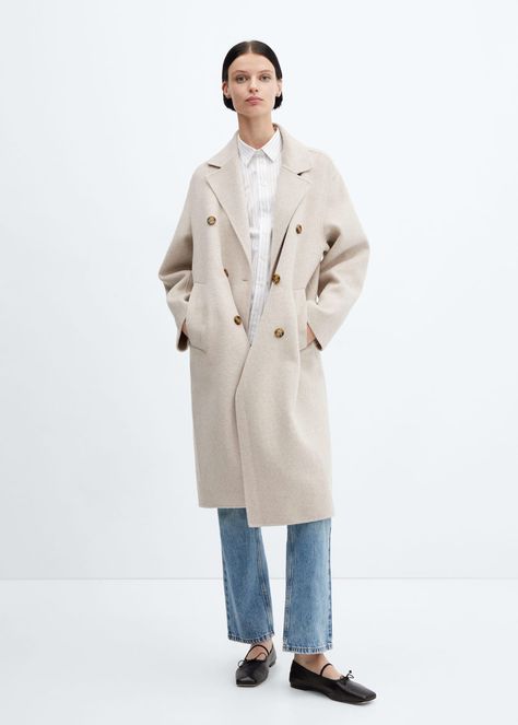 The perfect wool coat for the office Check Pinafore Dress, Coat Guide, Long Quilted Coat, Oversized Wool Coat, Pastel Grey, Wool Coat Women, Wool Overcoat, Perfect Coat, Jeans Mom